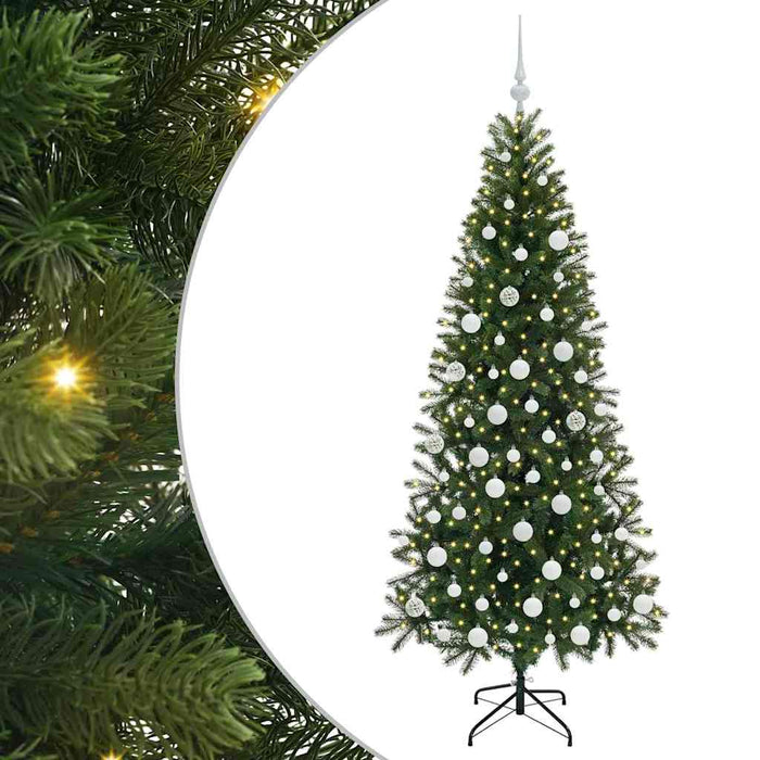 Kunstig juletre med 300 LED med stativ grønn 180 cm PE og PVC