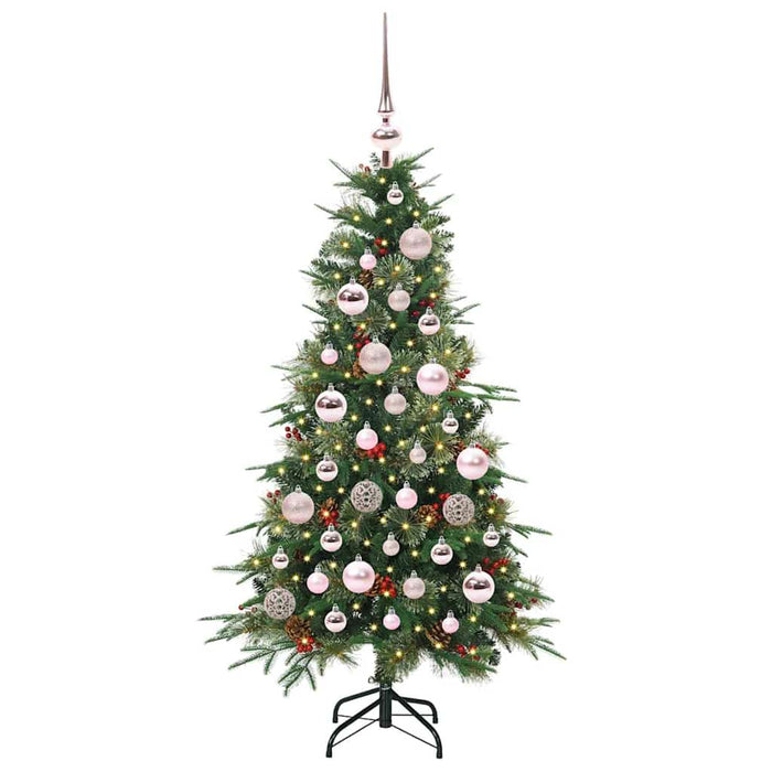 Kunstig sammensatt juletre med 150 LED grønn 120 cm PE og PVC