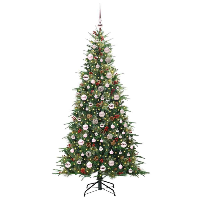 Kunstig sammensatt juletre med 300 LED grønn 180 cm PE og PVC