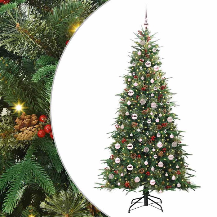 Kunstig sammensatt juletre med 300 LED grønn 210 cm PE og PVC