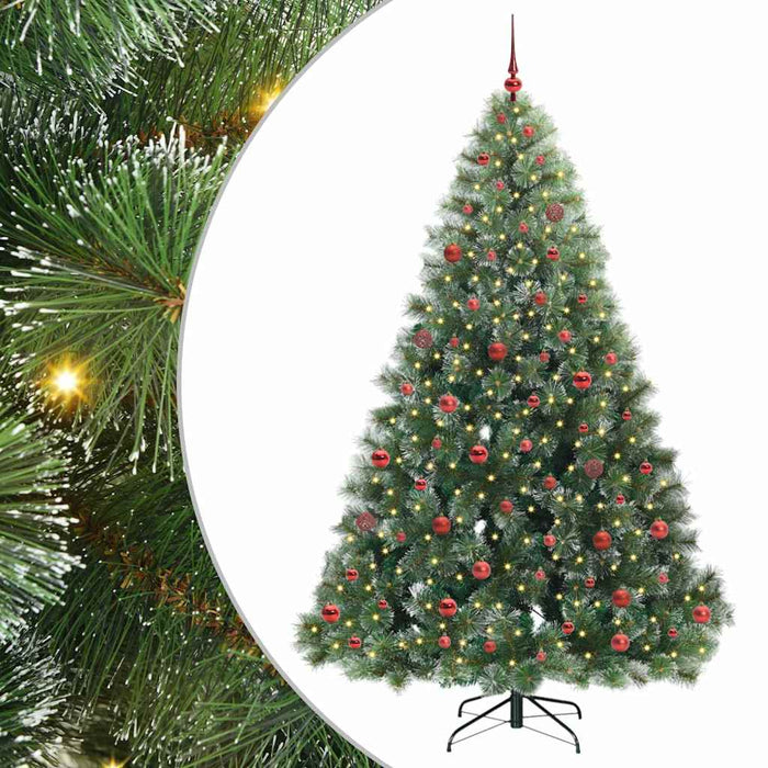 Kunstig juletre med 300 LED med stativ grønn 210 cm PE og PVC
