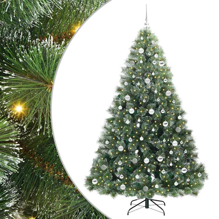 Kunstig juletre med 300 LED med stativ grønn 210 cm PE og PVC
