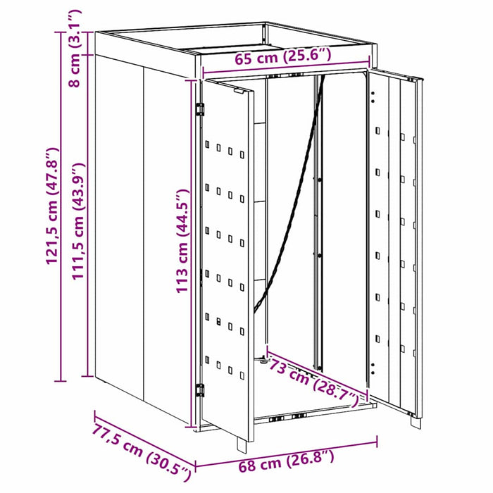 Avfallsbeholderoppbevaring med plantehus for enkelt 240L søppelbøtte
