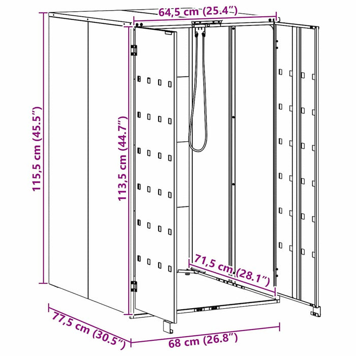 Oppbevaring av hjulbeholder med gassløftlokk for 240L beholder