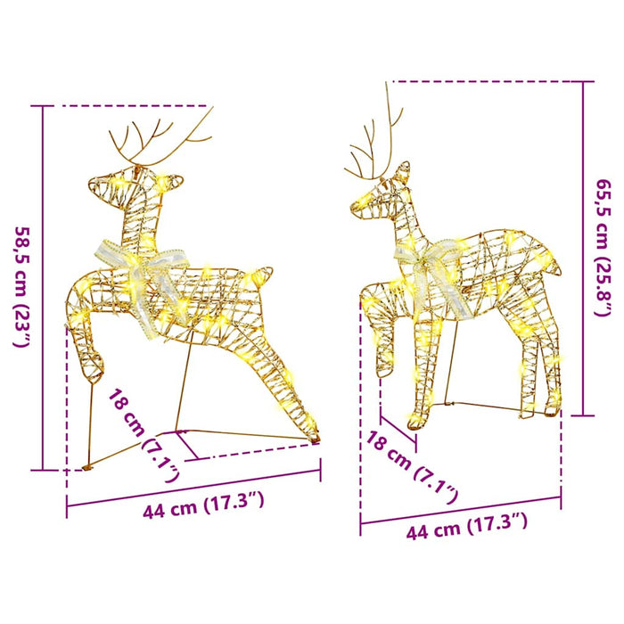 LED Reinsdyr med 80 LED 4 pcs Gull 64 x 42 x 15 cm PET