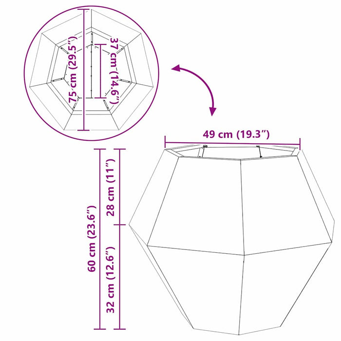 Plantekassed 2 pcs Olivengrønn 75 x 75 x 60 cm Stål