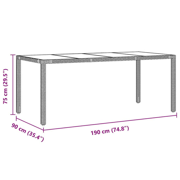 7-delt Hage Spisebordsett Grå Polyrotting
