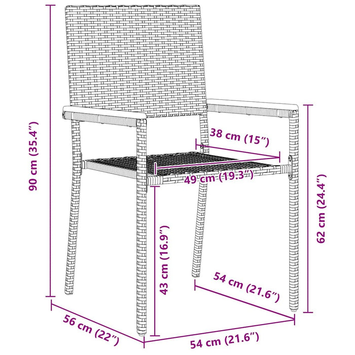 7-delt Hage Spisebordsett Beige Polyrotting, vidaXL Stable Hage Stoler med Puter 2 stk Beige Polyrotting