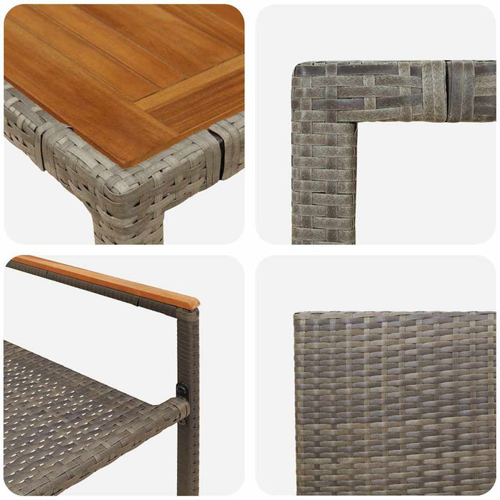 7-delt hagespisestol grå polyrotting