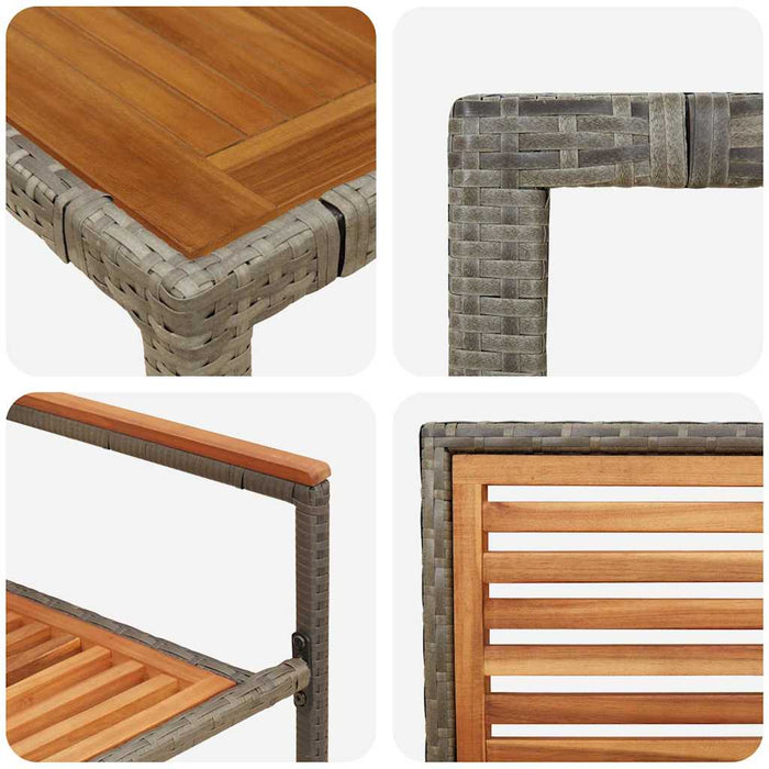 3 Delt Hage Spisebordsett Grå Polyrotting Akasie, vidaXL Stabelbare Hage Stoler med Puter 2 stk Grå Polyrotting