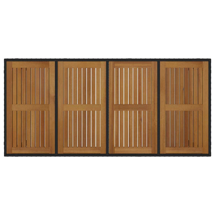 hage spisegruppe med 9 deler Sort Poly Rattan Akasia