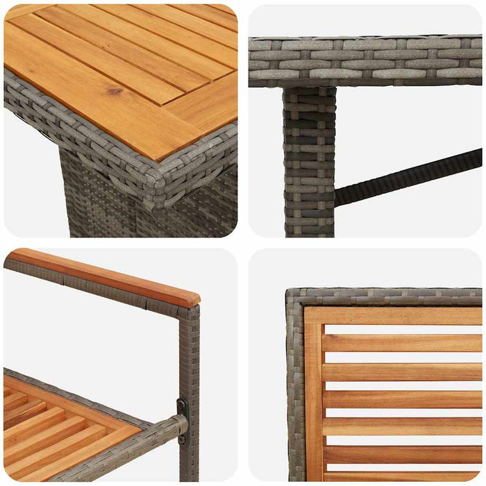 9-delt hagemøble sett Grå Polyrotting Akacia, vidaXL Stabelbare hage stoler med puter 2 stk Grå Polyrotting