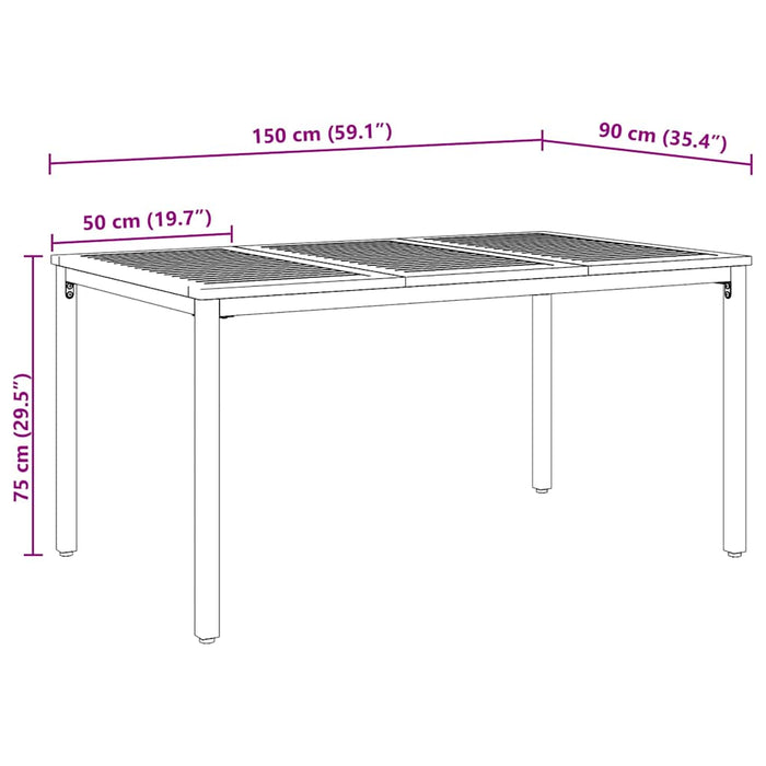 5 Delt Hage Spisegruppe Grå Poly Rattan Akasie, vidaXL Stablebare Hage Stoler med Puter 2 stk Grå Poly Rattan, vidaXL Hagebord 150x90x75 cm Solid Akasie Tre og Metall