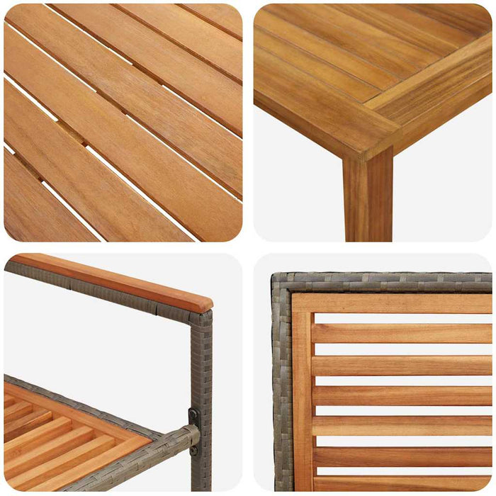 Hagemøbelsett med 5 deler Grå Polyrotting Akasietre