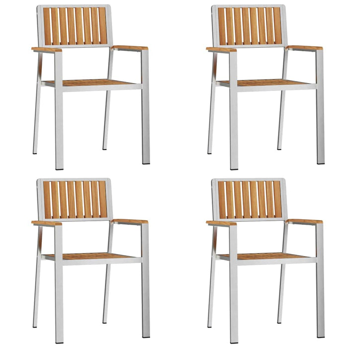 5 delt hage spisebordsett solid teak, vidaXL utendørs spisebord 150x90x75 cm solid teak, vidaXL stablerbare hage stoler 4 stk solid teak og metall