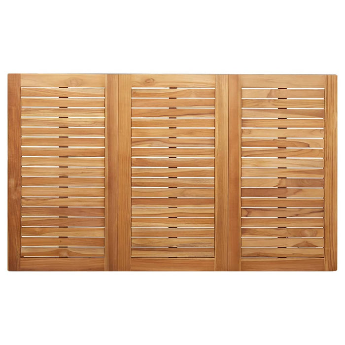 7-delt hage spisebord i solid teak tre, vidaXL utendørs spisebord 150x90x75 cm i solid teak tre, vidaXL sammenleggbare hagemøbler 2 stk i solid teak og metall, vidaXL sammenleggbare hagemøbler 4 stk i solid teak og metall