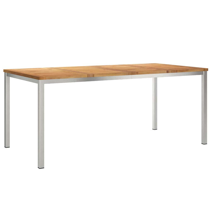 5-delt hage spisebordsett i solid teaktre, vidaXL utendørs spisebord 180x90x75 cm i solid teaktre, vidaXL stablebare hage stoler 4 stk i solid teaktre og metall