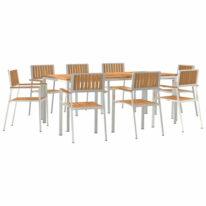 hagemøbelsett med 9 deler av solid teak
