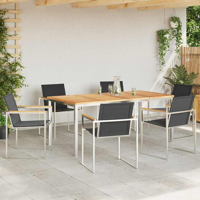 7-delt hagespisestolsett i massivt teak, vidaXL utendørs spisebord 180x90x75 cm i massivt teak