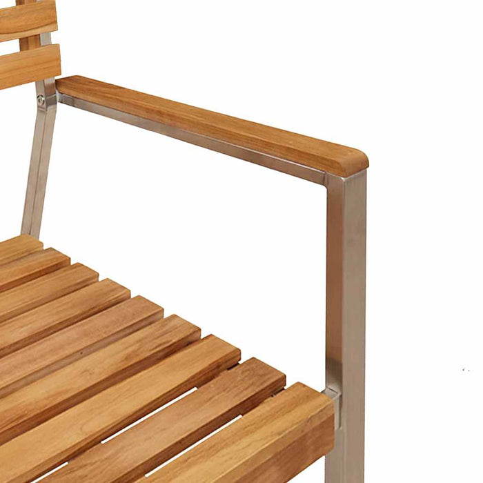 3-delt Hagemøbelsett Massivt Tre Teak, vidaXL Stablebare Hagemøbler 2 pcs Massivt Tre Teak og Stål