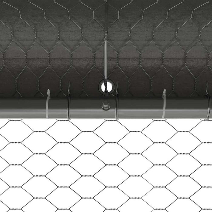 Hønsebur sølv 600 x 200 x 198.5 cm Galvanisert stål