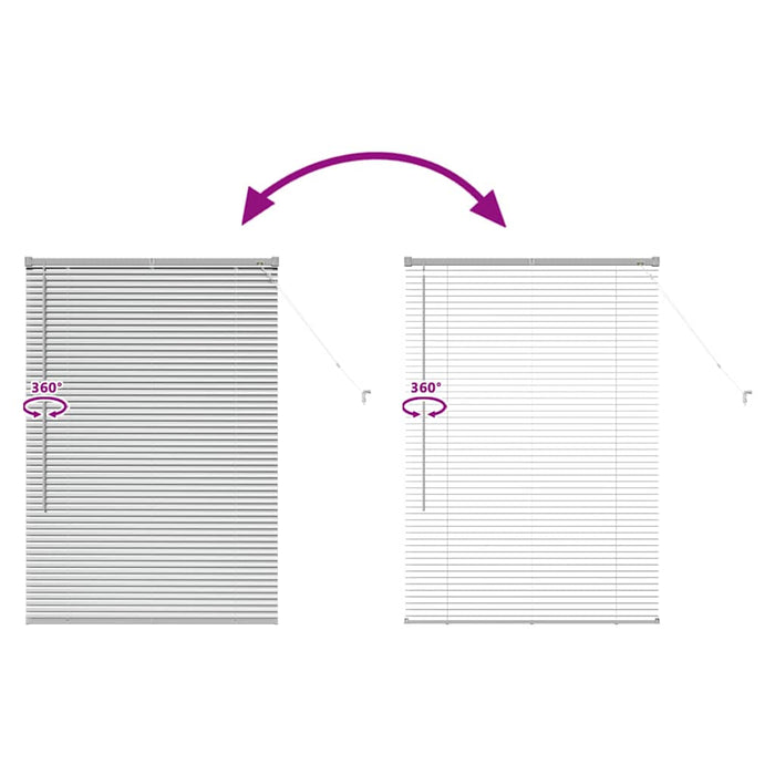 Vindu persienne med gardiner Sølv 80 x 130 cm Aluminium