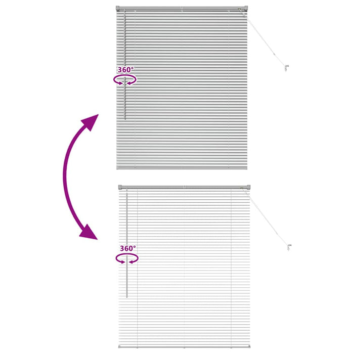 Vindu persienne med gardiner Sølv 100 x 130 cm Aluminium
