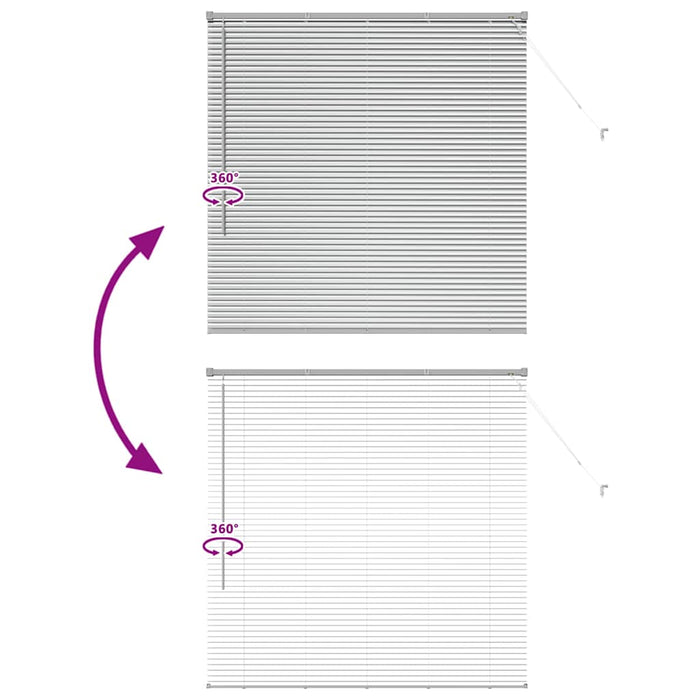 Vindu persienne med gardiner Sølv 80 x 130 cm Aluminium