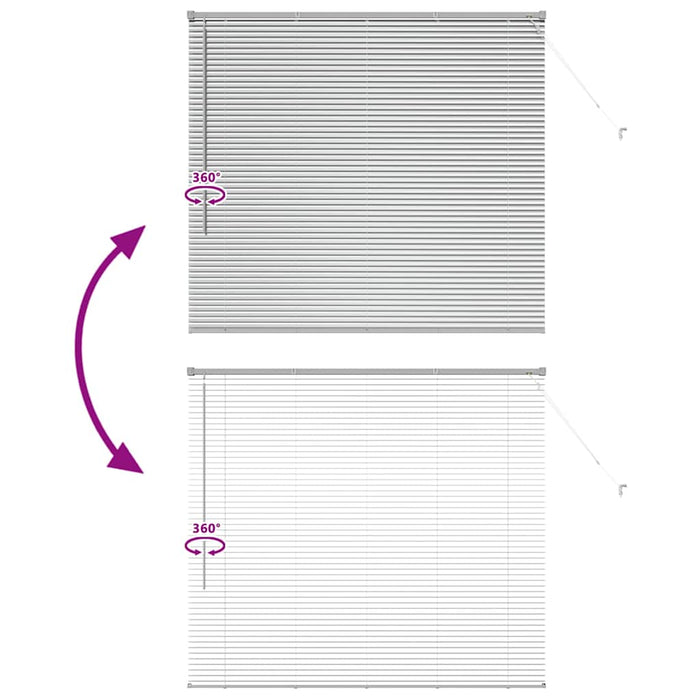 Vindu persienne med gardiner Sølv 80 x 130 cm Aluminium