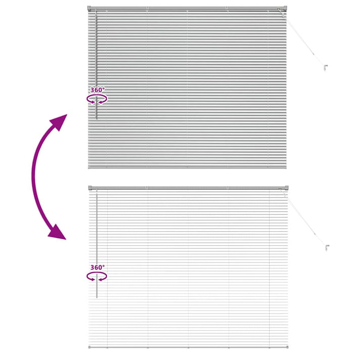 Vindu persienne med gardiner Sølv 80 x 130 cm Aluminium