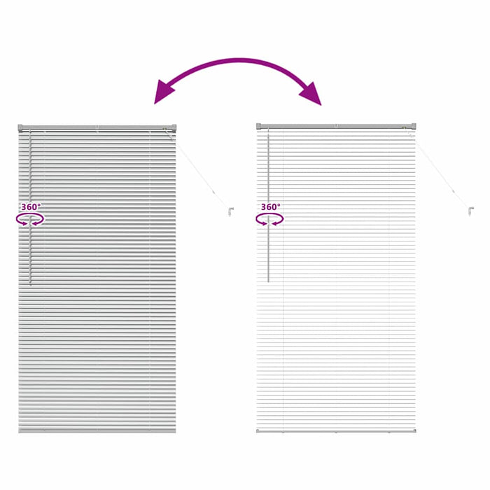 Vindu persienne med gardiner Sølv 80 x 130 cm Aluminium