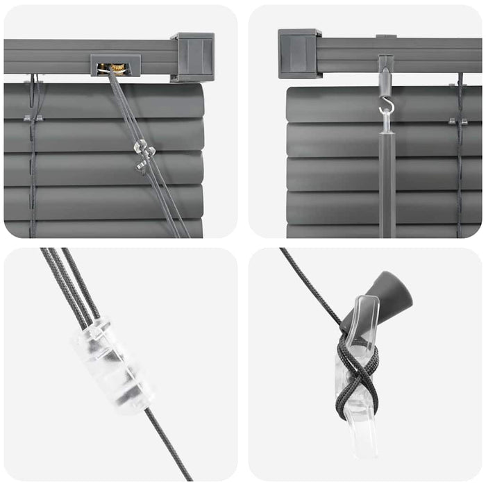 Vindu persienne med gardiner Annet Mørkegrå 130 x 130 cm Aluminium