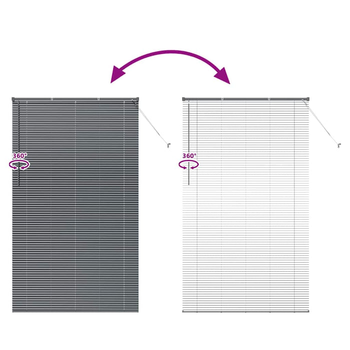 Vindu persienne med gardiner Annet Mørkegrå 135 x 220 cm Aluminium