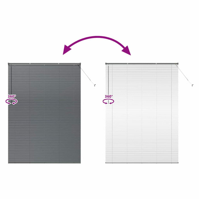 Vindu persienne med gardiner Annet Mørkegrå 160 x 220 cm Aluminium