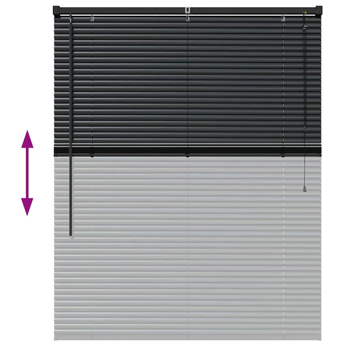 Vindu Persienne med gardiner Svart Aluminium