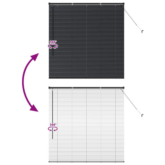Vindu persienne med gardiner Annet Svart 80 x 130 cm Aluminium