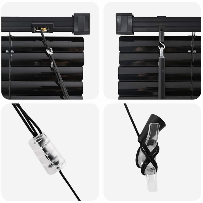 Vindu persienne med gardiner Annet Svart 135 x 220 cm Aluminium