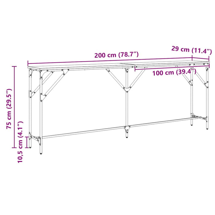 Konsollbord artisan eik 200 x 29 x 75 cm Ingeniørtre og metall
