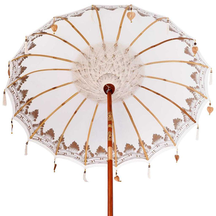Balinesisk Parasol Krem 180-190 cm Bomull, massivt tre