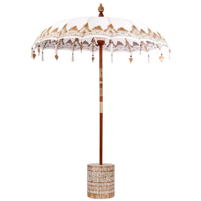 Balinesisk Parasol Krem 180-190 cm Bomull, massivt tre