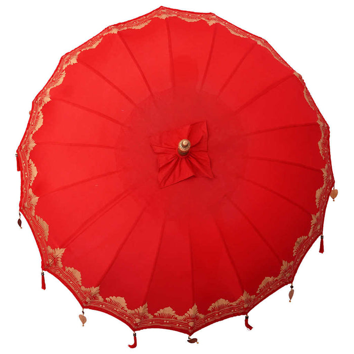 Balinesisk Parasol Rød 210-220 cm Bomull, massivt tre