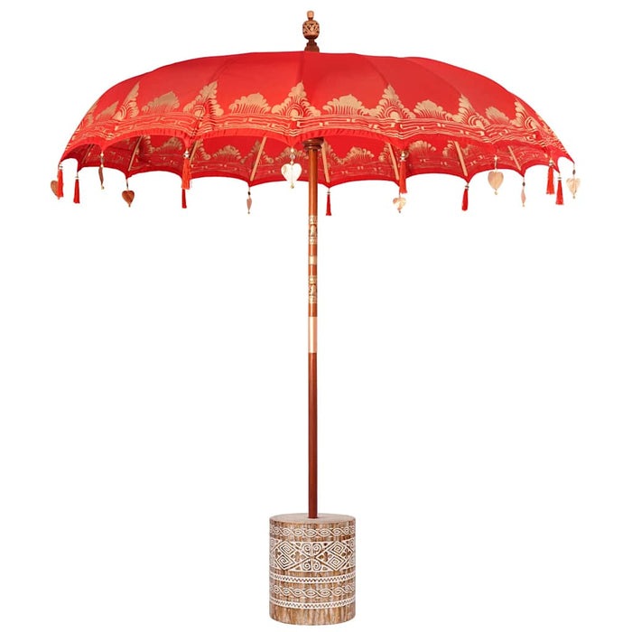 Balinesisk Parasol Rød 210-220 cm Bomull, massivt tre