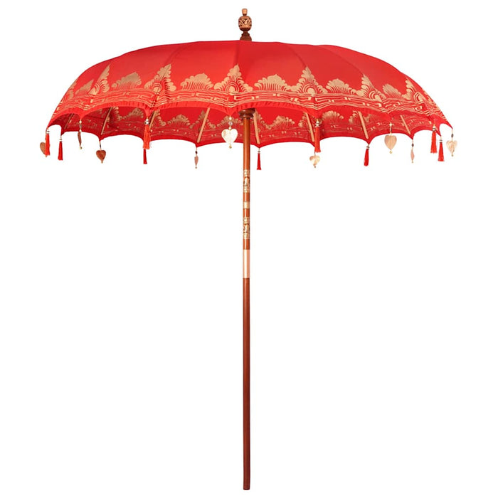 Balinesisk Parasol Rød 210-220 cm Bomull, massivt tre