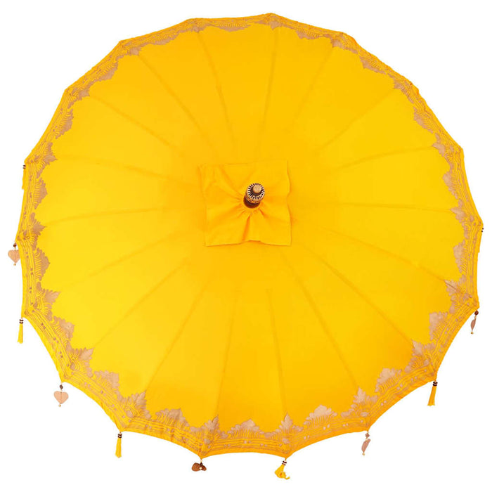 Balinesisk Parasol Gul 210-220 cm Bomull, massivt tre