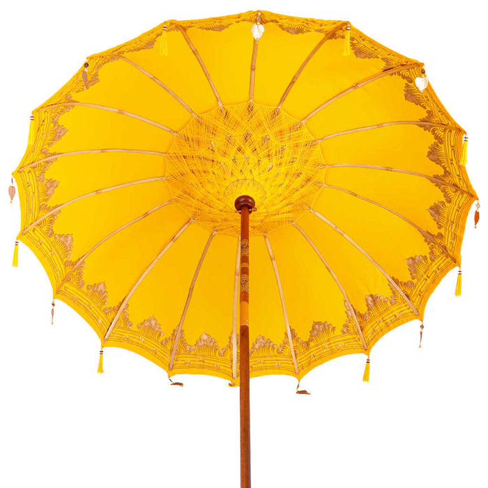 Balinesisk Parasol Gul 210-220 cm Bomull, massivt tre