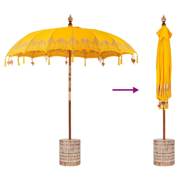 Balinesisk Parasol Gul 210-220 cm Bomull, massivt tre