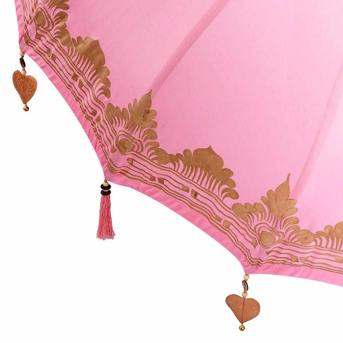 Balinesisk Parasol Rosa 180-190 cm Bomull, massivt tre