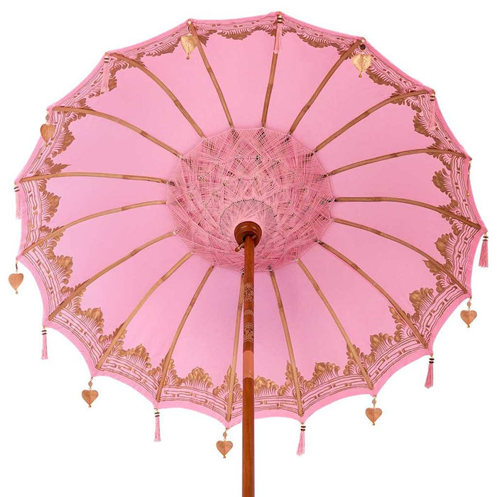 Balinesisk Parasol Rosa 180-190 cm Bomull, massivt tre