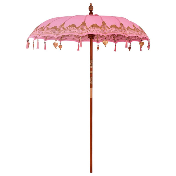 Balinesisk Parasol Rosa 180-190 cm Bomull, massivt tre