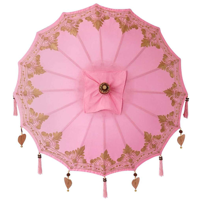 Parasol med Base 250 cm Bomull, Tre